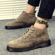 Tide brand mens shoes 2021 spring and autumn new leather Bullock high-top shoes mens British versatile tooling Martin boots