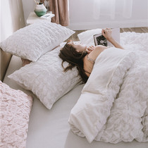 Autumn and winter new washed cotton seersucker cotton four-piece bed sheet duvet cover dormitory Nordic home single double bed