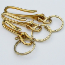 Cattle man produced exquisite Japanese copper U hook handmade DIY brass financial chain keychain key case adhesive hook