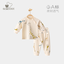 Spring and autumn baby pure cotton underwear set 0-1 years old male and female baby autumn clothes autumn pants newborn clothes two-piece set 3