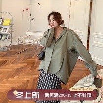 Miss tofu big size shirt female fat sister mm2021 early spring new Korean version loose meat slim coat