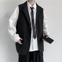 Suit male 2021 summer new Korean loose casual jacket Hong Kong style trend bf sleeveless suit jacket