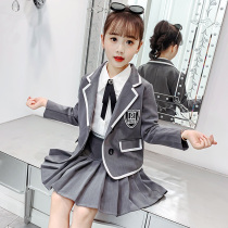 Girl autumn suit 2021 new spring and autumn foreign school school style children jk uniform skirt Net Red childrens clothing