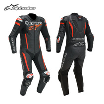 A star professional track leather punching one-piece leather jacket alpinestars anti-fall riding men and women knight equipment