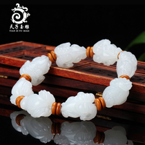Tiangzi jade carving Xinjiang Hetian Jade sheep Jade hand string men play Jade Jade sheep head bracelet