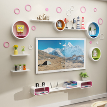 TV wall decoration frame background wall shelf modern simple wall wall cabinet living room wall Wall creative grid