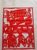 Fight against the epidemic paper cut sticker handmade red paper finished propaganda poster student doctors are united in Wuhan to refuel