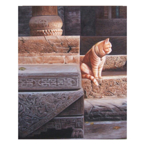 New Pint Yellow Sword Wave Realistic Oil Painting Kitty pure hand-painted boutique oil painting