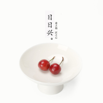  Dehua white porcelain sheep fat jade fruit plate Ceramic high-legged refreshment plate Handmade dried fruit plate Fruit plate Tea ceremony spare parts