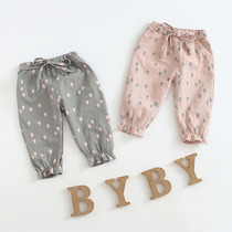 Baby girl autumn trousers 0-4 years old female child spring and autumn cotton pants baby legs casual foreign trousers 3