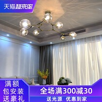 Nordic lamps Living room chandelier Modern simple light luxury ins package Molecular lighting Net red starry magic bean lamp