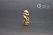 Solid brass small landlord small handle copper carving rich man figure hand piece copper pendant antique bronze old copper carving