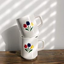 ES) Fins style vintage tulip ceramic cup vintage mark cup coffee cup breakfast cup flower tea cup