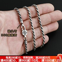 Six-character mantra Vajra hemp rope necklace Sterling Silver Mens Womens sweater chain long Joker personality trendsetter