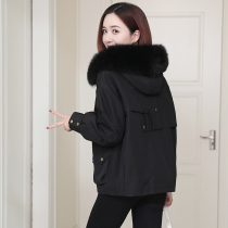 Zqqz Parker clothing female 2021 new rex rabbit fur liner fox fur collar small short fur coat 225