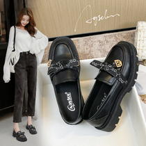 British style small leather shoes womens 2021 Autumn New Korean version of rough heel womens shoes a pedal spring and autumn sole shoes