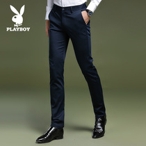 Flowers Playboy pants Mens Western pants Korean version Trend Summer slim fit straight cylinder small footed elastic casual pants man