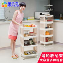 Baoyuni kitchen storage rack floor multi-layer finishing rack movable trolley shelf vegetable and fruit storage rack