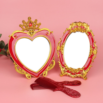 Wedding supplies Red Mirror dragon and phoenix comb dowry dressing makeup mirror high-end Dowry wedding room decoration makeup mirror