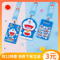 Cute card set lanyard neck Doraemon subway bus student campus citizen card badge protection cover