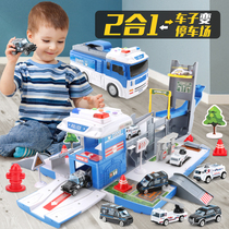 Deformable container truck car parking lot track toy set large engineering car boy puzzle 3-6 years old 2