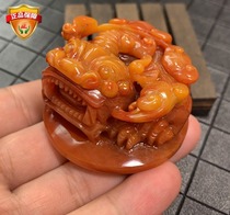  Yunnan natural Huanglong jade A goods overlord Pixiu ornaments handle play pieces Piqiu old material seal handmade