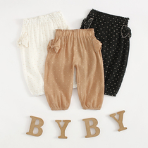 Baby summer thin anti-mosquito pants boys summer baby cotton linen casual trousers women loose bloomers
