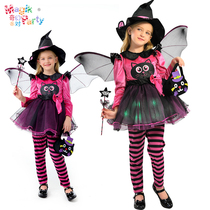 Halloween Childrens Performance Cos acting out of the girl Witch Glow Sorcerer Striped Cat Princess Dress