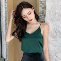 Silk Forged face V collar summer outside wearing camisole inside sexy chest base shirt loose slim coat women