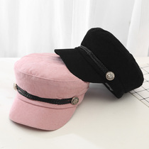 Childrens hat Winter girls beret wool flat top navy hat Korean version baby cap Casual parent-child hat