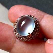 Burmese jadeite ring natural high-end egg face retro womens model 18K with diamond inlay is flawless