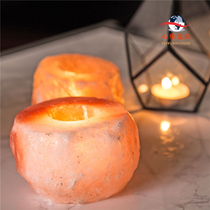 Himalayan Salt Candlestick Crystal Salt Lamp Candle Magic ritual Romantic Candlelight for Buddha rough stone transport ornaments