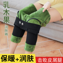 Bull Oil Fruits Moisturizing Pants Black Beating Underpants Woman External Wearing Autumn And Winter Integrated Flannel Thickened Milk Wood Fruit Warm Cotton Pants