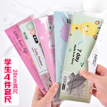 Ruler student stationery ruler set triangle protractor set triangle ruler cute pupil Korean version transparent