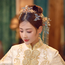 Xiuhe hair accessories atmospheric elegant blue beautiful Super fairy accessories exquisite temperament Chinese burning blue bride costume headdress