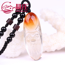 Gift certificate Natural red rabbit hair pendant Red Crystal old birthday star carved piece lanyard Crystal Birthday Gift necklace