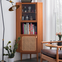 Nordic pure solid wood corner cabinet simple modern small apartment living room triangle wine cabinet corner corner storage side cabinet