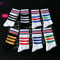  4 pairs of mens socks cotton three-bar INS popular sweat-absorbing popular basketball running sports mid-tube trendy white socks