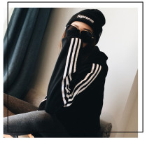 Korean net red 2020 spring new fashion brand loose large size three bars men and womens sweaters hooded jacket lovers