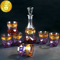 Czech Bohemian Sanskini Inlaid Gold Crystal Wine Suit Whisky Wine With Wine Glasses Wine Decanter Wine Decanter