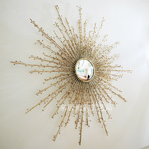 European-style wrought sun glasses metal porch decorative mirror sculpture wall hanging Hotel Villa soft wall decoration