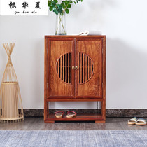 Red Wood Shoe Cabinet Solid Wood Furniture Double Multilayer Chinese Living Room Flowers Pear Wood Prickle Purple Sandalwood Partition Hyun Guan Gatekeeper Hall Cabinet