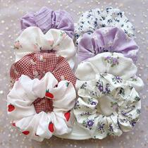 Retro French style large intestine circle crushed lace hair ring small red flower large intestine hair ring girl hair rope net red hair decoration sweet and beautiful