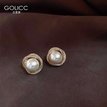 Guriya spiral pearl earrings Korean Net red temperament earrings advanced sense atmospheric earrings 2021 New Tide