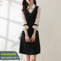 2021 summer dress new black skirt fashion elegant little method high-end socialite fake two female dress