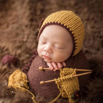 Photo studio new childrens photography props baby baby cartoon knitted hat Photo 100 days full moon shooting headdress