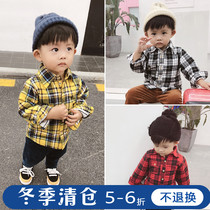 Baby cotton shirt winter New 1-3 years old boy warm plaid shirt thick top baby clothes tide