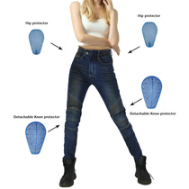 LOONG BIKER motorcycle jeans vintage slim womens motorcycle pants personality style riding fall-proof