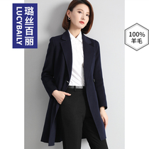 Pure wool double-sided woolen coat womens long autumn and winter New woolen jacket slim overalls temperament professional wear