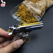 Folding leather band Gun childrens toys all-metal six-shot rubber band pistol boy keychain pendant Soft Bullet Gun